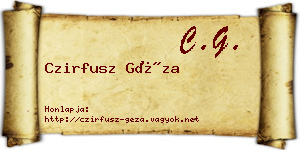 Czirfusz Géza névjegykártya