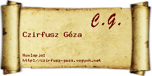 Czirfusz Géza névjegykártya